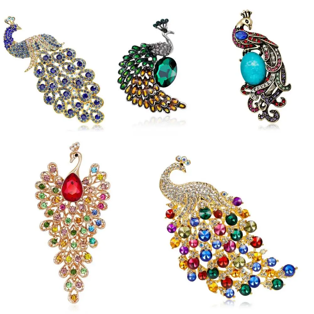 Милая брошь со сверкающим павлином и стразы аксессуары для женской одежды значки