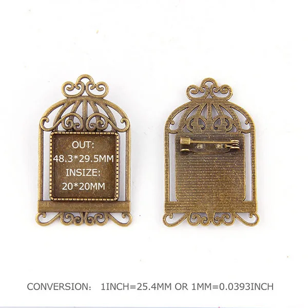 30*30 мм 2 шт внутренний размер яркая Античная бронзовая клетка для птиц из сплава