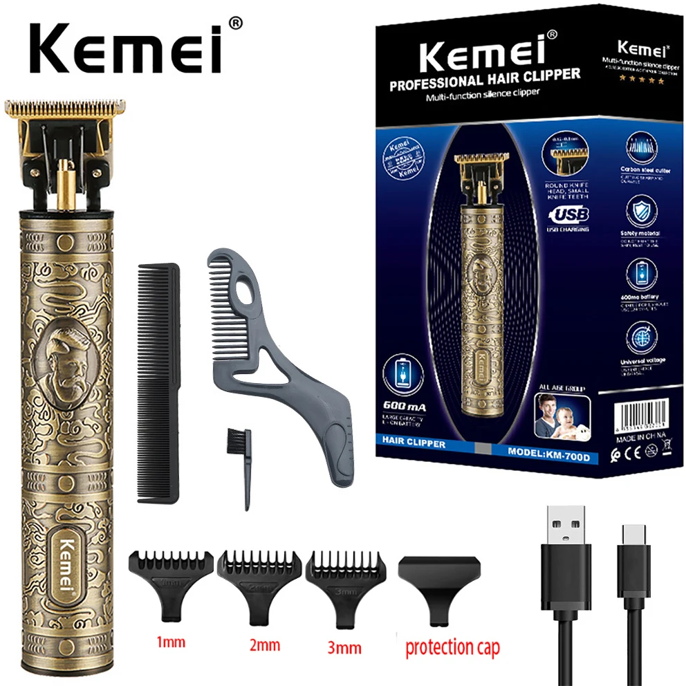 

Kemei KM-700D Professional Hair Clipper Barber Hair Trimmer for Men Retro Buddha Cordless Edge Electric Hair Cutting Machine