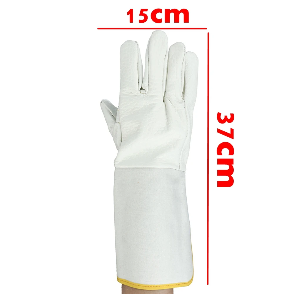 

14.5 inch Welders Gloves Thick Cow Split Leather Canvas Factory Gardening Welding Wood Stove Work Gloves Heat Resistant