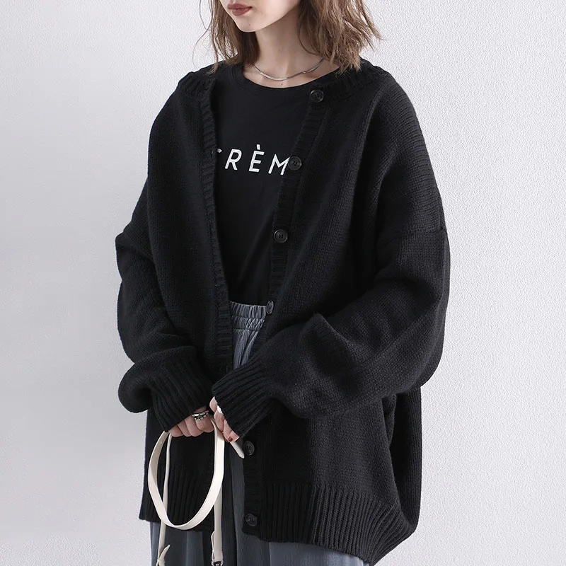 

Sweaters Women Knitting Cardigans Casual Spring 2020 V-Neck Long Sleeve Daily Solid Mujer Clothes Single Breasted Brown College