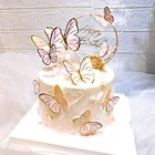 Топпер для торта в виде бабочки, украшение для торта на день рождения, картон для детского праздника, ручная роспись, украшение для свадебной вечеринки