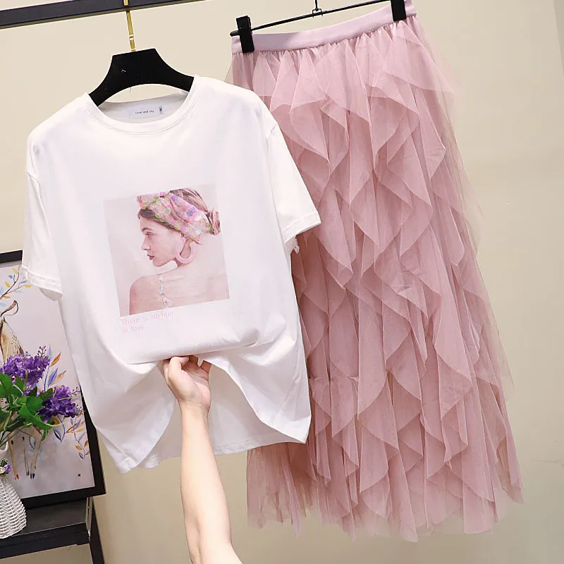 Летний комплект из 2 предметов Женская белая футболка с коротким рукавом и