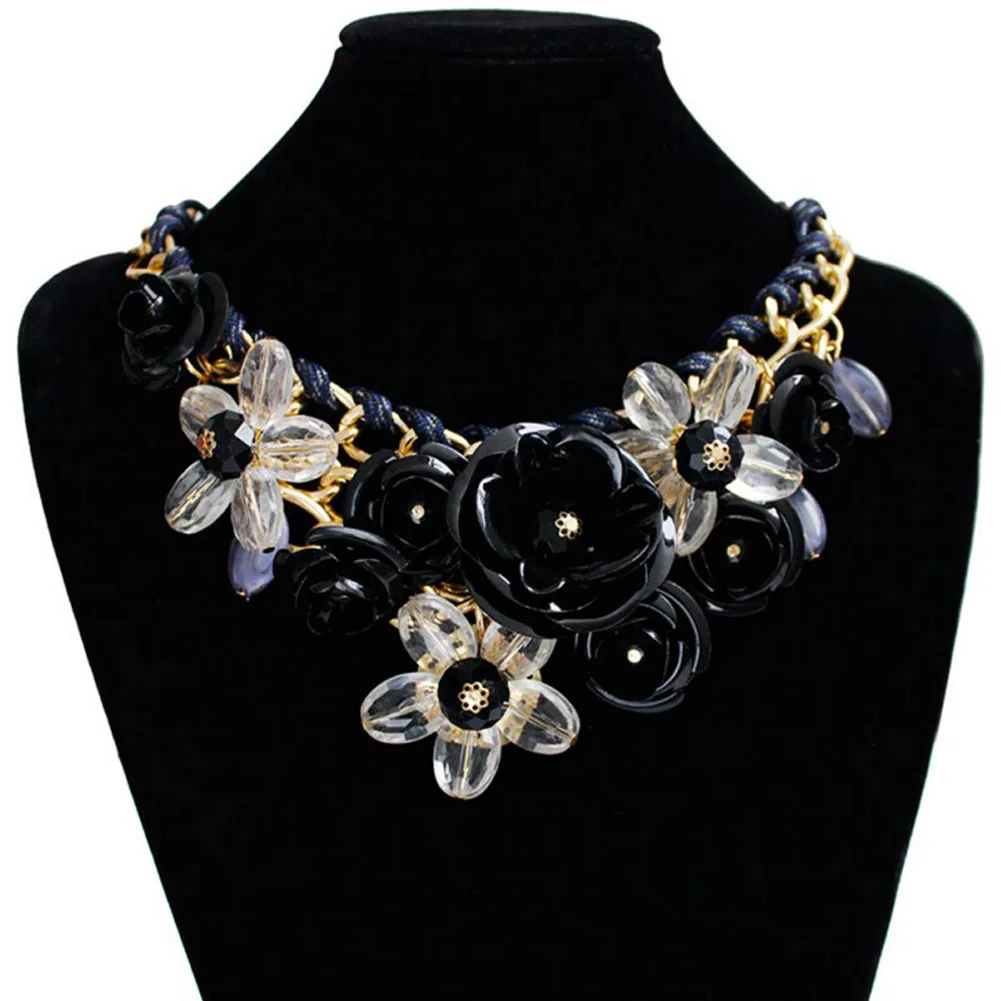 

1PC Luxury Crystal Flower Pendants Statement Necklace Fashion Jewelry Women Accessories Colorful Pendants Statement Necklaces
