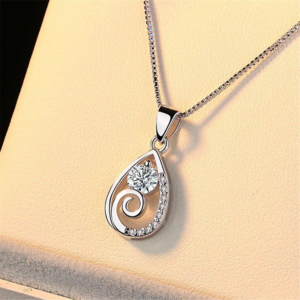 

Простые Модные ожерелья в форме капли для женщин ожерелья-цепочки серебро пробы с кристаллами Подарки для женщин и девушек