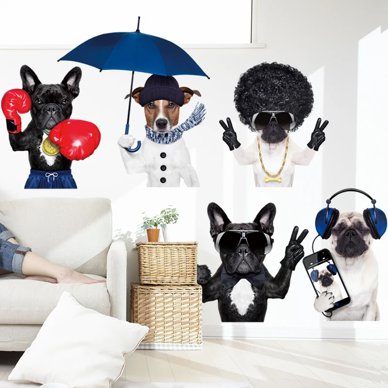 

2020 New Creative Dog Wall Sticker Living Room Bedroom Decoration Adhesive Poster Picture Art