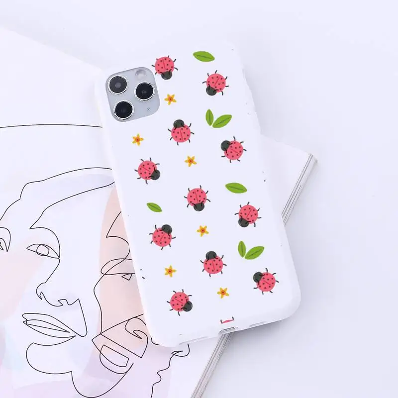

ladybug flower pattern fashion cartoon Phone Case Candy Color for iPhone 6 7 8 11 12 s mini pro X XS XR MAX Plus