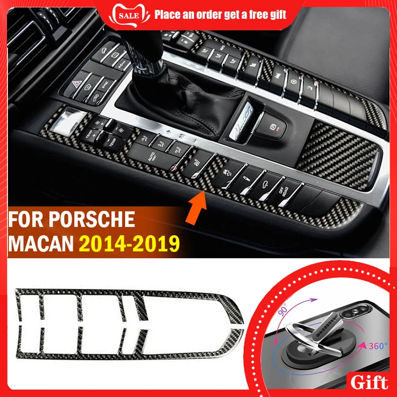 

pcmos Real Carbon Fiber Car Inner Gear Shift Frame Cover Trim For Porsche Macan 2014-2019 Interior Accessories Sticker Mouldings
