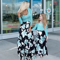 autumn mother daughter matching dresses long sleeve mommy and me dress mother girls matching long dress