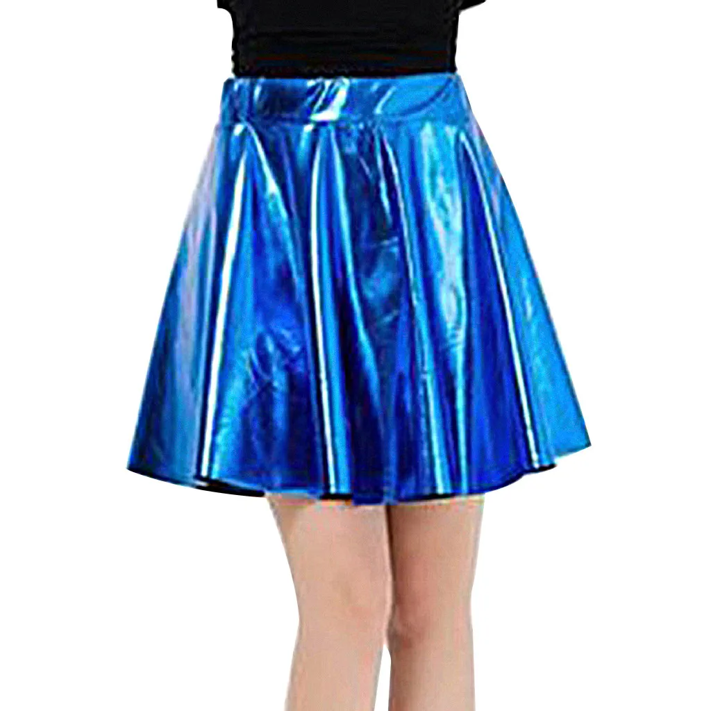 Женская юбка женская модная кожаная расклешенная плиссированная трапециевидная