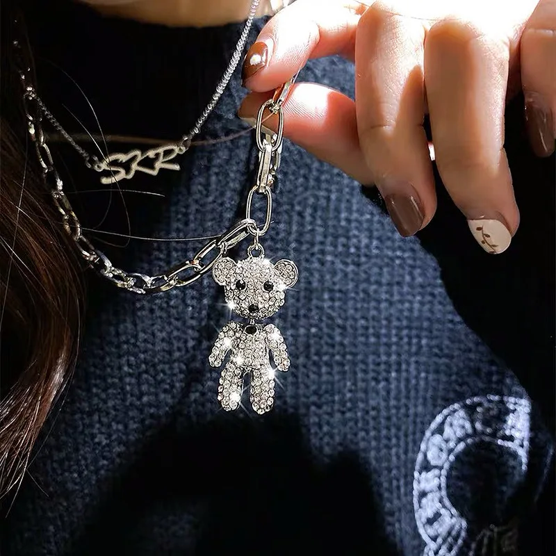 

Trendy Exquisite Little Bear Shiny AAA Zircon Pendant Necklace for Women Designer Luxury Creativity High Quality Jewelry Gift