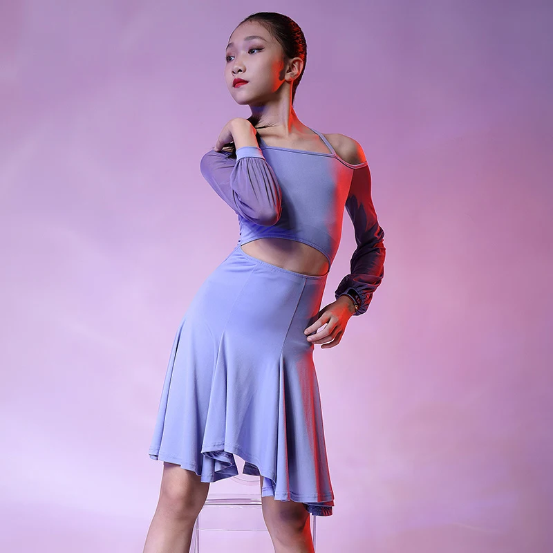 

Платье детское для латиноамериканских танцев, с длинным рукавом, 2021-120