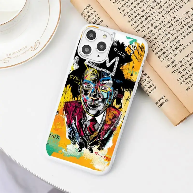 

Jean Michel Basquiat Phone Case Candy Color White for iPhone 11 pro XS MAX 8 7 6 6S Plus X 5S SE 2020 XR