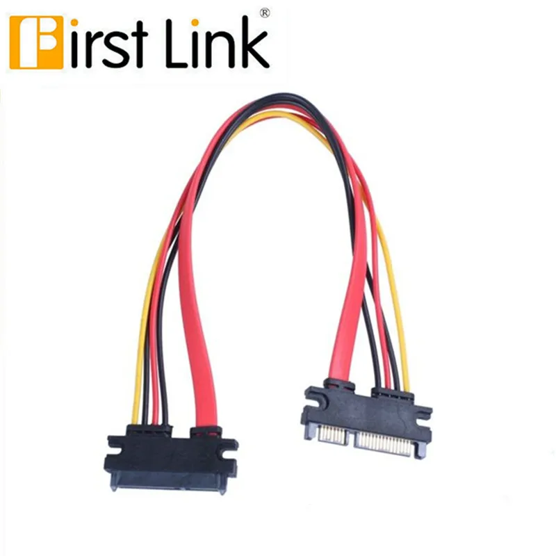 Кабель удлинитель SATA 22Pin штекер гнездо 7 + 15 Pin серийный ATA комбинированные