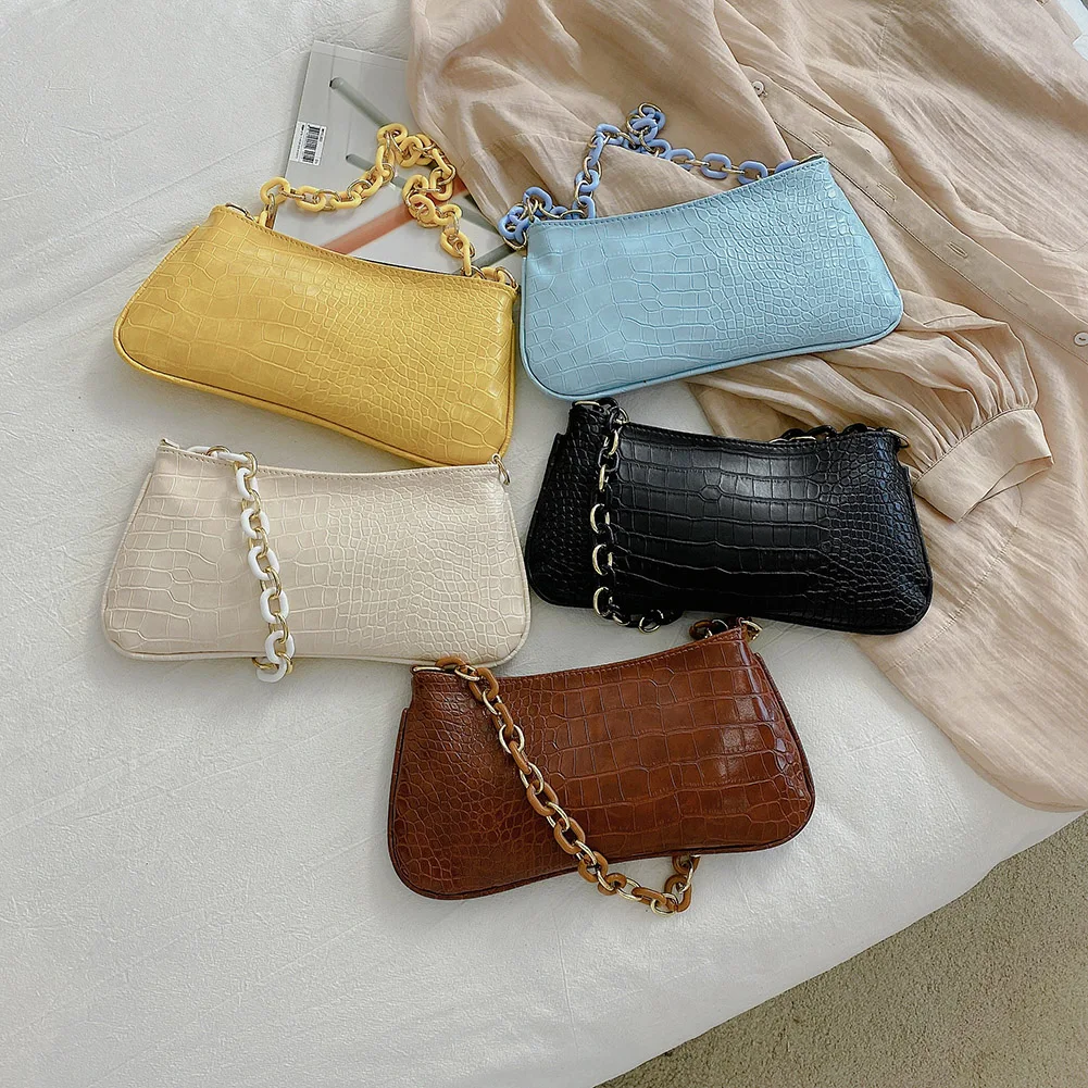 

Модные женские сумки через плечо с узором под кожу аллигатора, Женский Повседневный маленький однотонный кошелек, сумочки, сумка-хобо из ис...