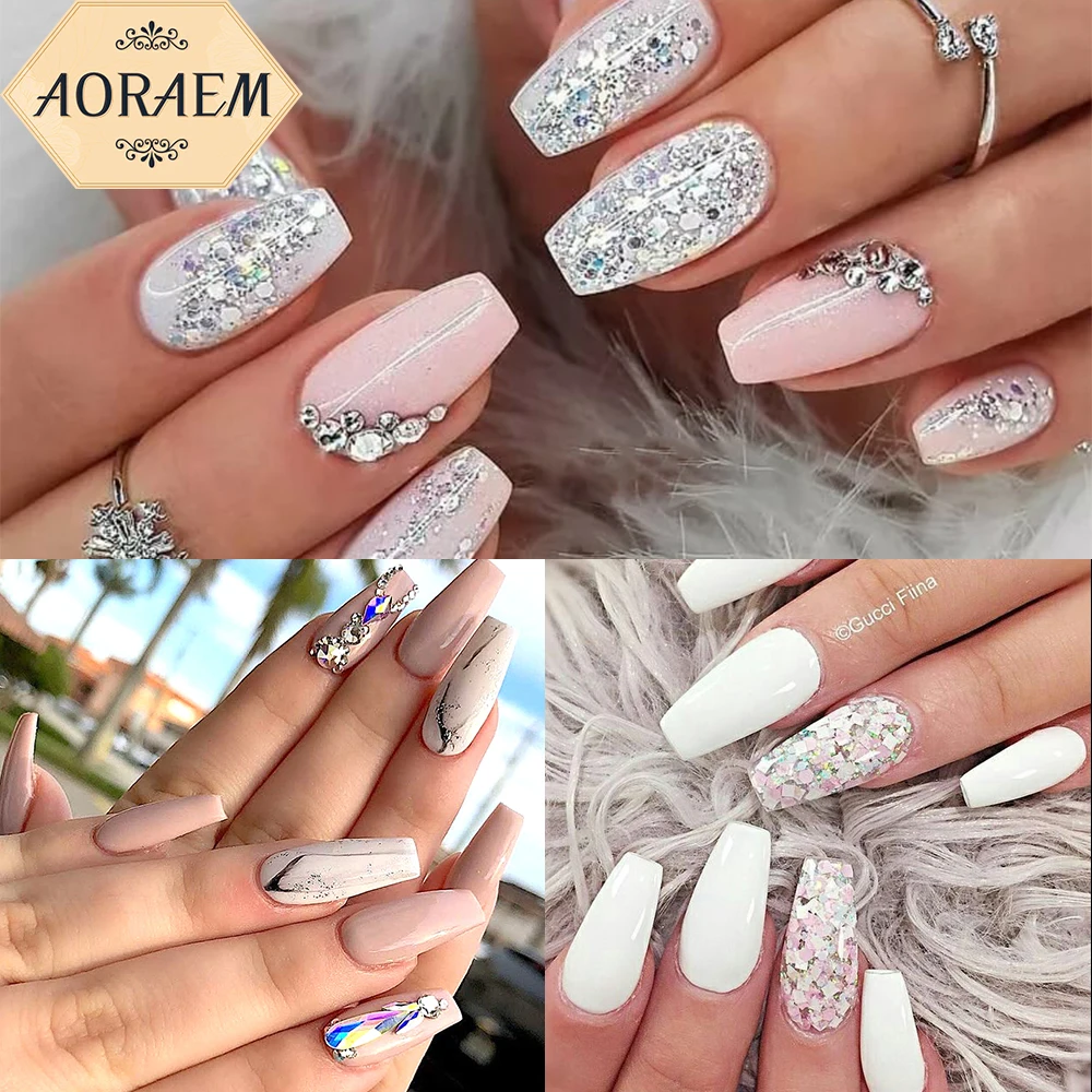 

AORAEM French Nails Coffin Acrylic DIY 500Pcs/Bag False Nail Tips Salon Supply Press On Nails For Manicure Nail Art Design Tools