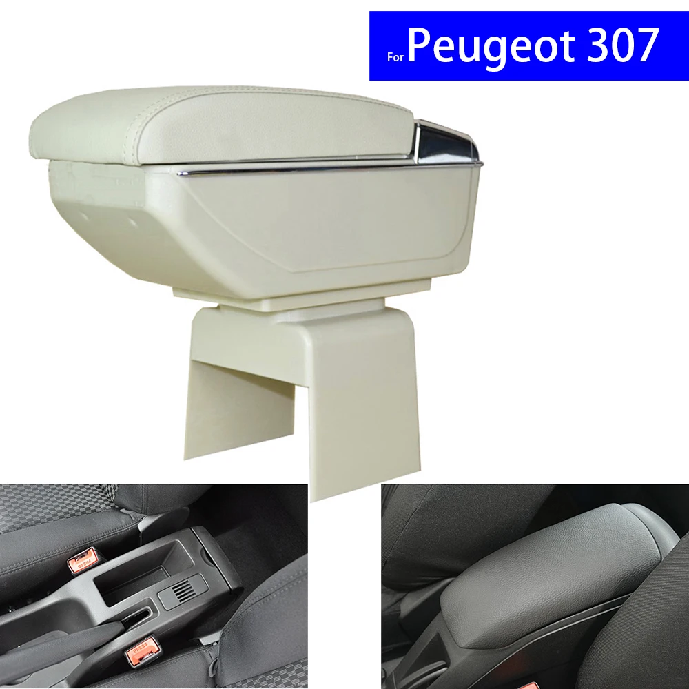 Подлокотник для центральной консоли автомобиля кожаный подлокотник Peugeot 307 / Citroen