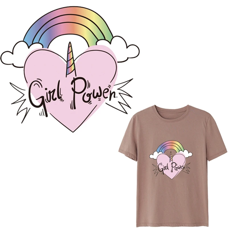 Любовь Единорог девушка Железный На переноске для одежды футболка теплопередача