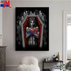 5D DIY алмазная живопись, полная квадратная картина, искусство черепа, домашняя вышивка, темная женщина, готика, ужасный вампир стразы, наборы