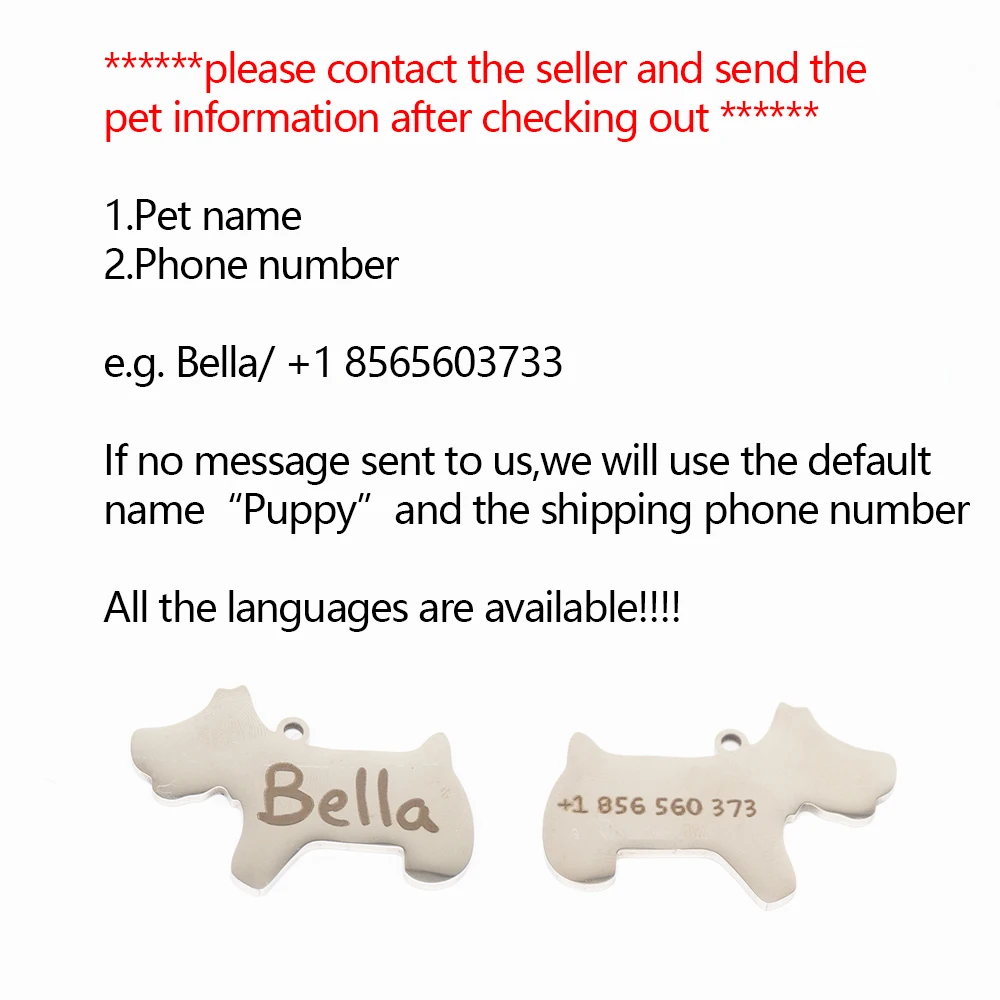 

Custom Name Tags for Small Dogs Puppies Cats Personalized Heart/Dog Shape Engraved Cat Dog Tag Accessories Pet Products