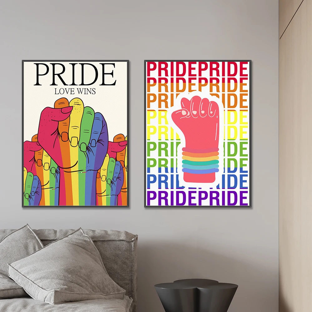 Картина Настенная с флагом Гей Радуга художественный постер на холсте надписью