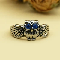 coconal vintage owl bird animal blue crystal zircon womens ring for fine female rings anniversary party gift jewelry anillos
