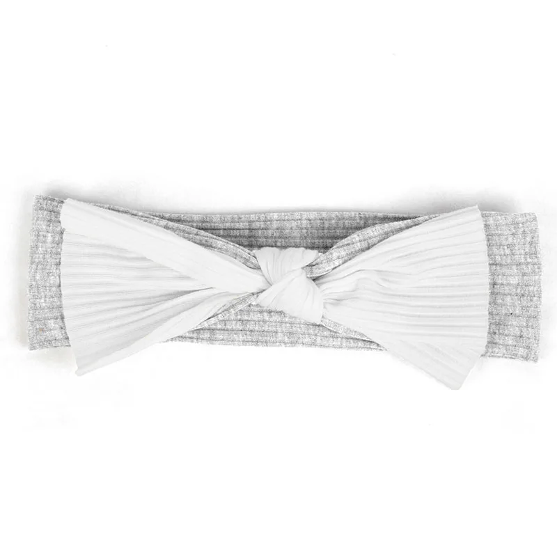 White Light gray Geebro для новорожденных из хлопка на подкладке для маленьких мальчиков и девочек в рубчик и повязка на голову для детей, подарок для ребенка, мягкая эластичная бантом головной убор-лента для волос аксессуары - Цвет: White Light gray