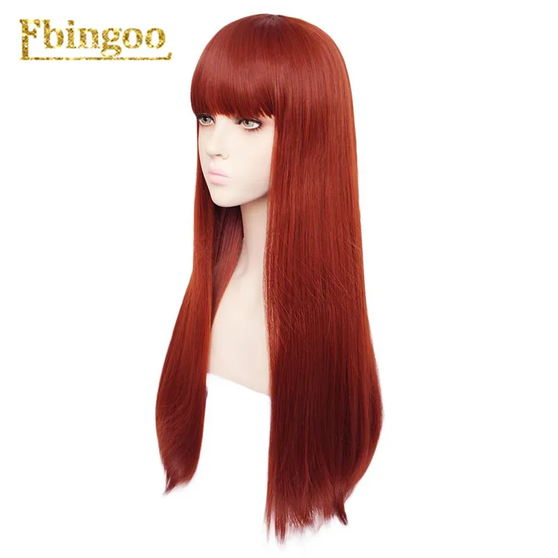 Ebingoo Hair cap+ белый высокотемпературное волокно Peruca Perruque натуральный прямой длинный синтетический парик с челкой для женщин