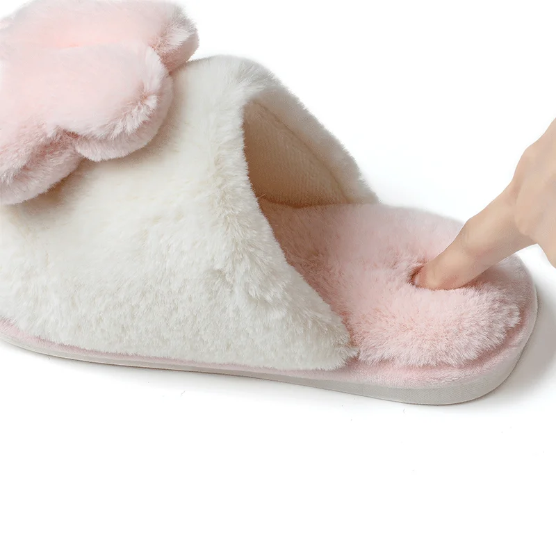Шлепанцы tzтаблице кролик женские домашние мягкие тапочки из хлопка теплые для