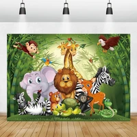 laeacco cartoon safari birthday party forest jungle baby shower decor child customized banner dinosaur background photo backdrop