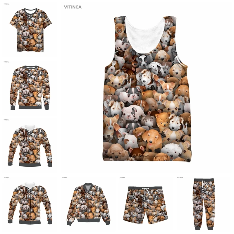 

New 3D Full Print Cute Dogies T-shirt/Sweatshirt/Zip Hoodies/Thin Jacket/Pants Four Seasons Casual R13