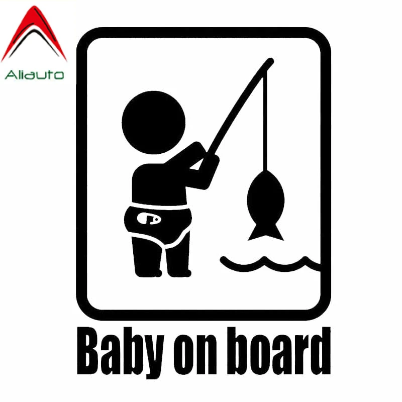 

Aliauto Fashion Vinyl Car Sticker Baby on Board Fishing Motorcycles Accessories Funny Personality Reflective Decals,15cm*11cm