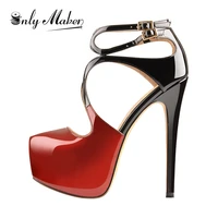onlymaker womens 1516cm high heel ankle strap platform stilettos pointed toe sandals pumps big size us5us15