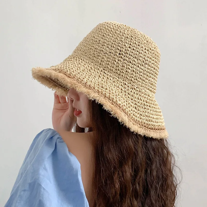

Womens Straw Hats Chinese Straw Hat Panamas Uv Protection Sun Visor Beach Hats Women Visors Foldable Female Summer Sun Hat Wome