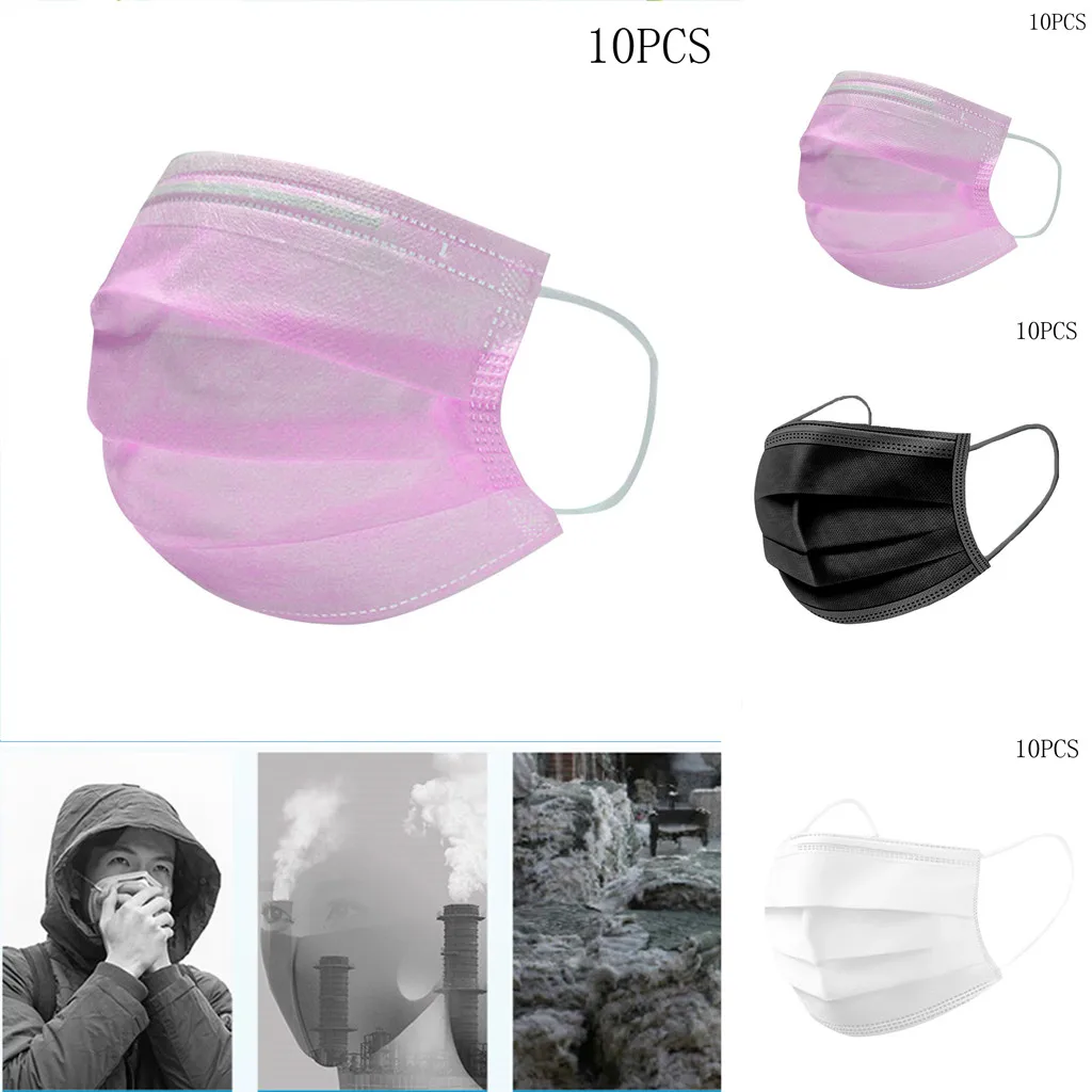 

Disposable Mouth solid Mask Breathable Filter Face Mask 3 Layer Non-woven Meltblown Masks Unisex Protection Fabric Dust Mask