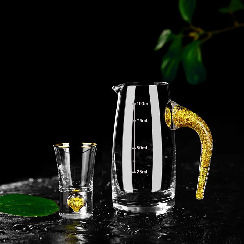 24K из золотой фольги Кристальный стеклянный бокал для ликера и спиртных напитков