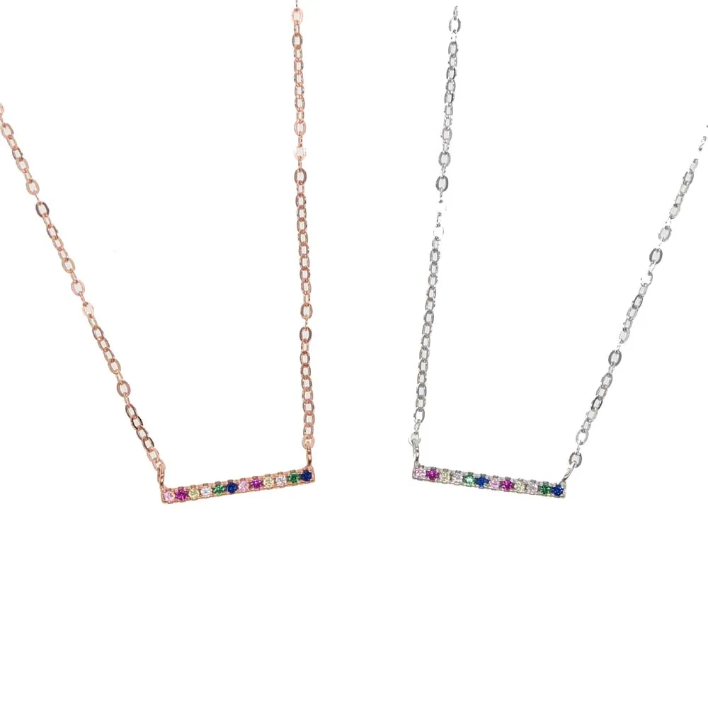 Простое Ожерелье в виде радуги цвет розового золота и серебра серебро 925 пробы