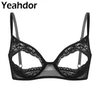 Бюстгальтер женский кружевной без косточек, мягкий прозрачный Бралетт с разрезом, с цветочным принтом, на тонких бретелях, без подкладки