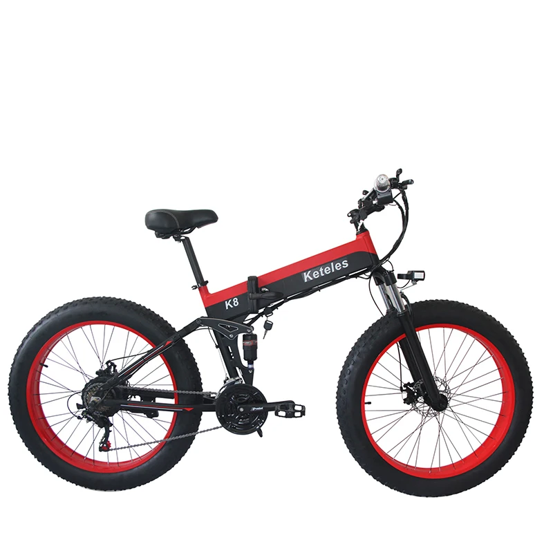 Verkauf Keteles K8 Elektrische Bike 26 Zoll Fett Reifen Klapp Suspension Rahmen 800W 48V 15AH Aluminium Legierung Berg E-bike Männer Reiten MTB
