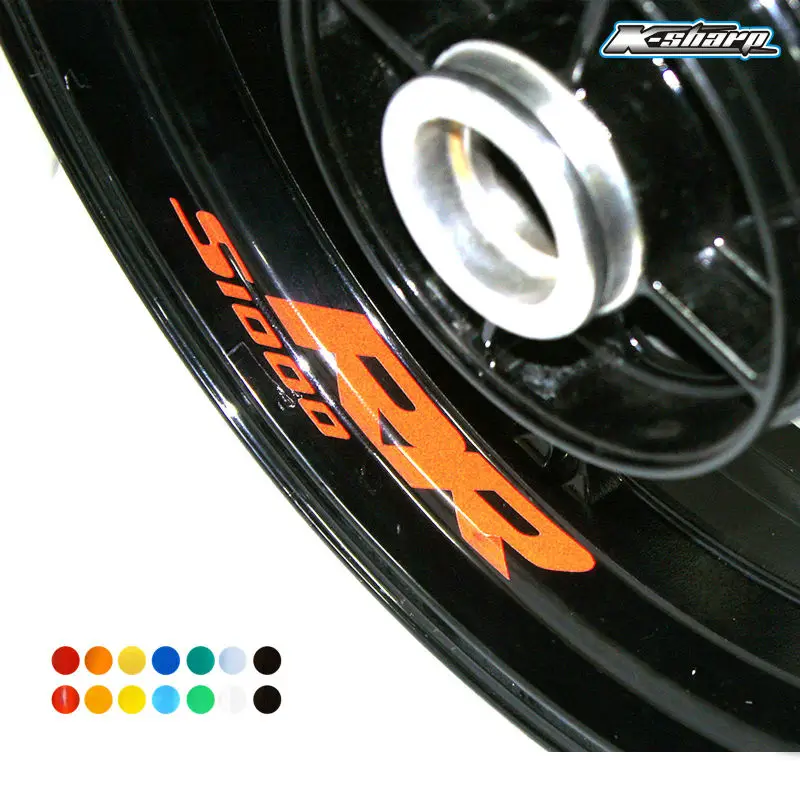 

8 X custom inner Motorcycle rim stickers Wheel Reflective Decal For S1000RR logo sticker
