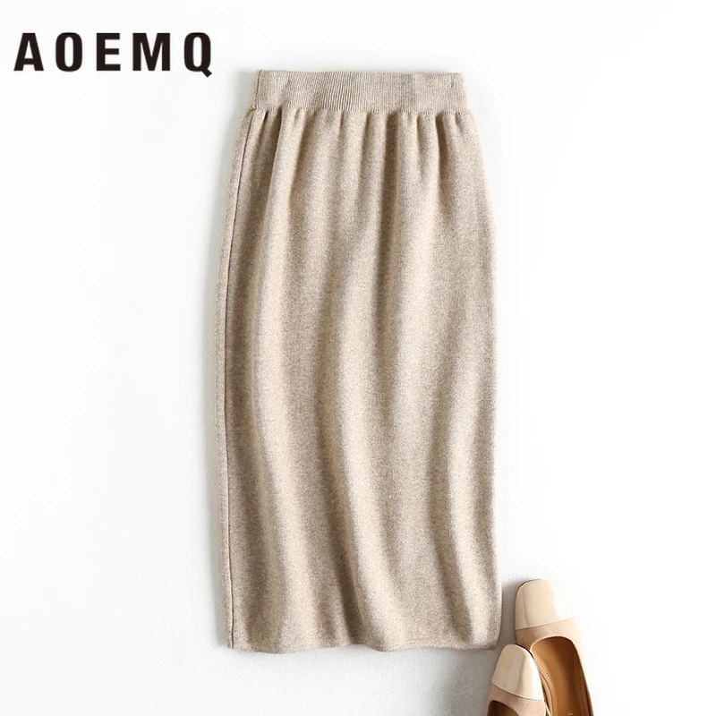 AOEMQ благородные юбки из хлопка, теплые, 3 цвета, одноцветные, Рождественские юбки, Русалка, Сказочная волна, драпированные юбки с бантом на талии, женская одежда