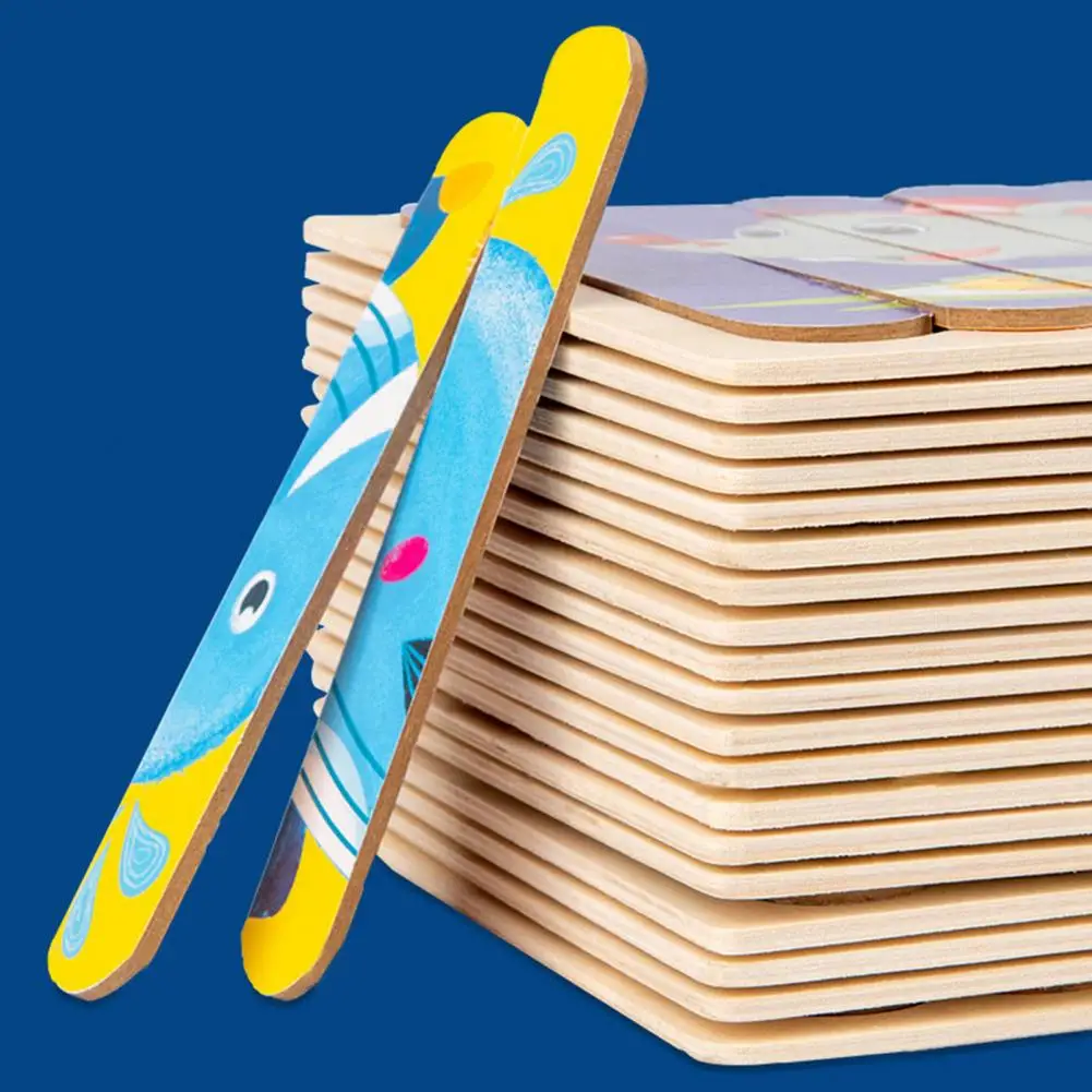 

Children Wooden Double-Sided Cartoon Dinosaur Jigsaw Puzzle Early Educational Toy Interesting Display Mold Accessories