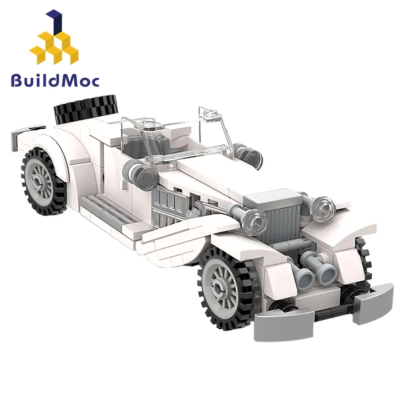 

Buildmoc White Car Building Blocks For high-techalalalalal Mechanical Vintage Roadster Vehicle City Models Bricks Toys Boys