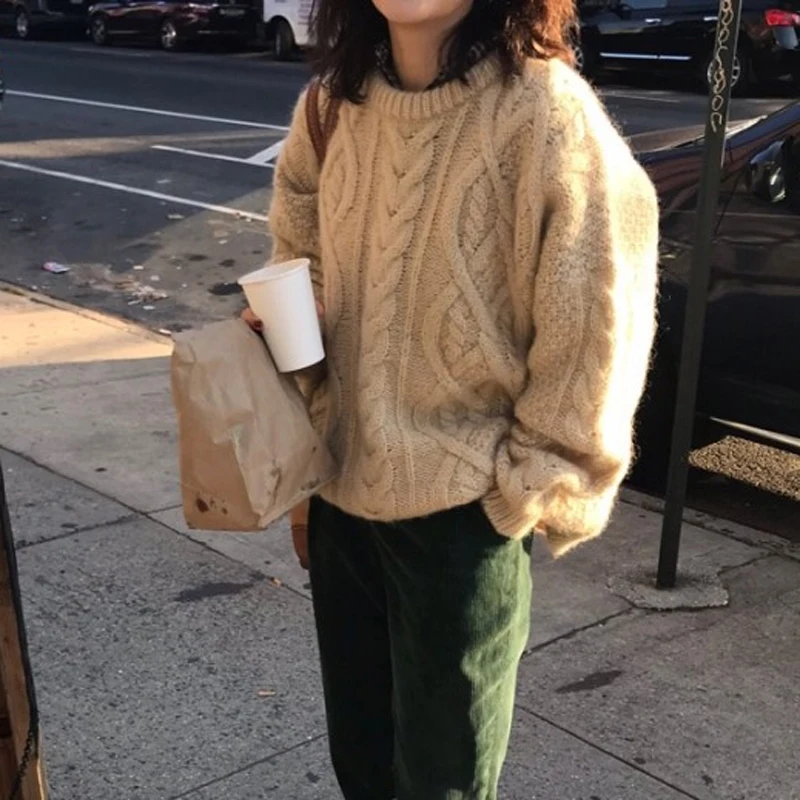 Mozuleva 2019 Winter Casual Vintage O-neck Twist Sweater Female Knitted Jumpers Long-sleeved Women Pullovers Vestidos Femme | Женская