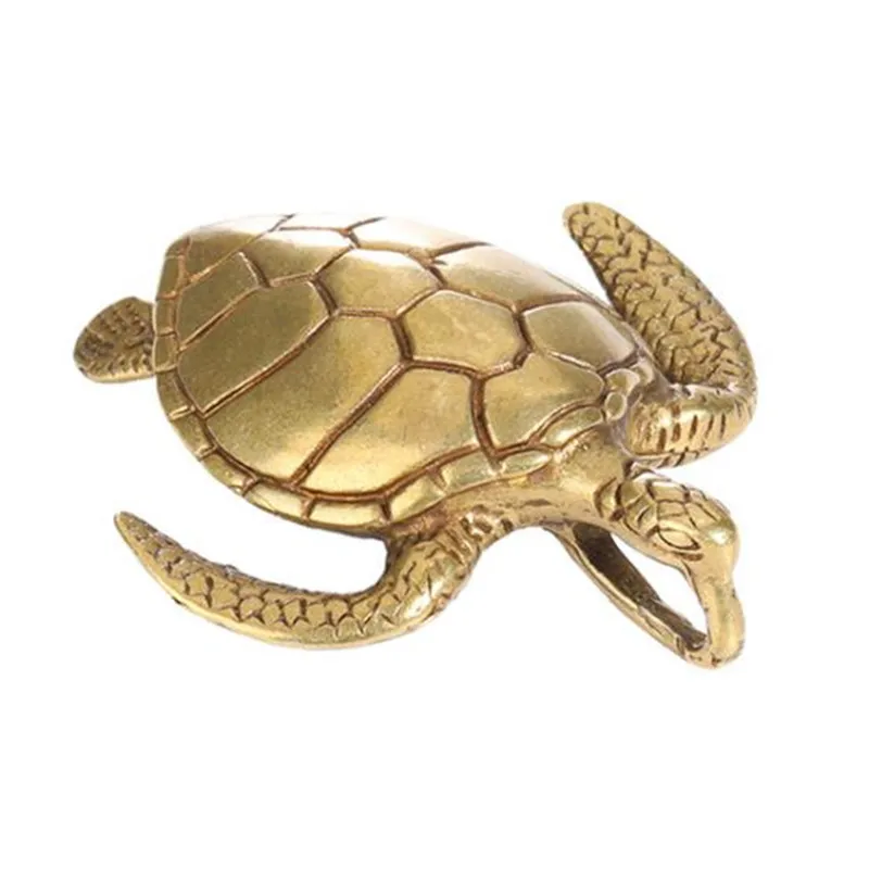 

Brass Sea Turtle Casting Animal Figurine Retro Style Metal Sculpture Home Office Room Desktop Decoration Collect Ornaments Gift