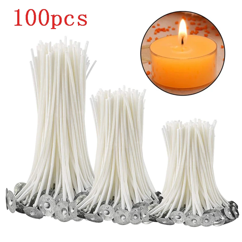 

100pcs Candle Wick Cotton Cores Smokeless DIY Party Candle Making Pre-waxed Wicks Candle Making Supplies 2.5/4/5/6/7/9/15/20cm