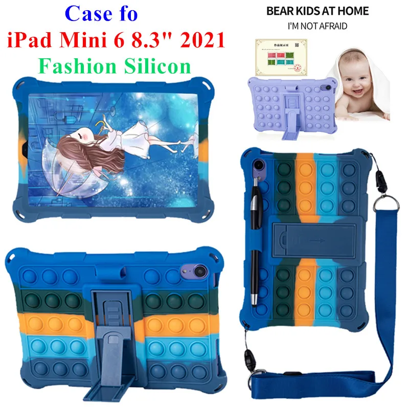 

Push It Bubble Silicon Cover Case for iPad Mini 6 8.3 inch Tablet Case Silicon Back shell cover for Ipad Mini 6 2021 Stand