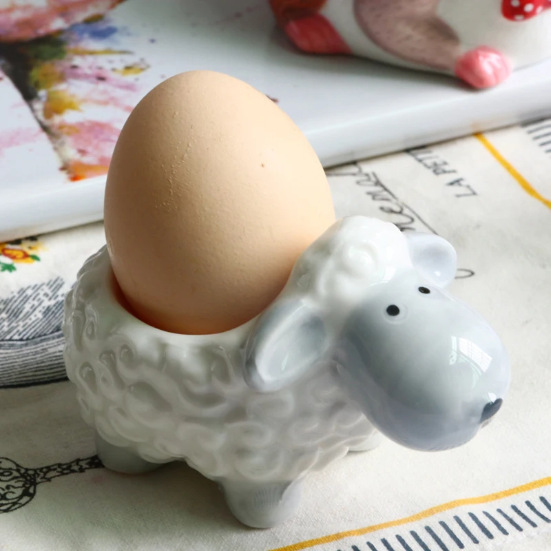 2pcs easter bunny kid breakfast egg cup cute animal shaped egg tray ceramic kitchen gadgets surprise eggs as childs easter gift free global shipping