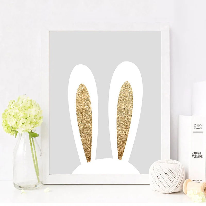 Настенный постер в скандинавском стиле с изображением кролика розового сердца |