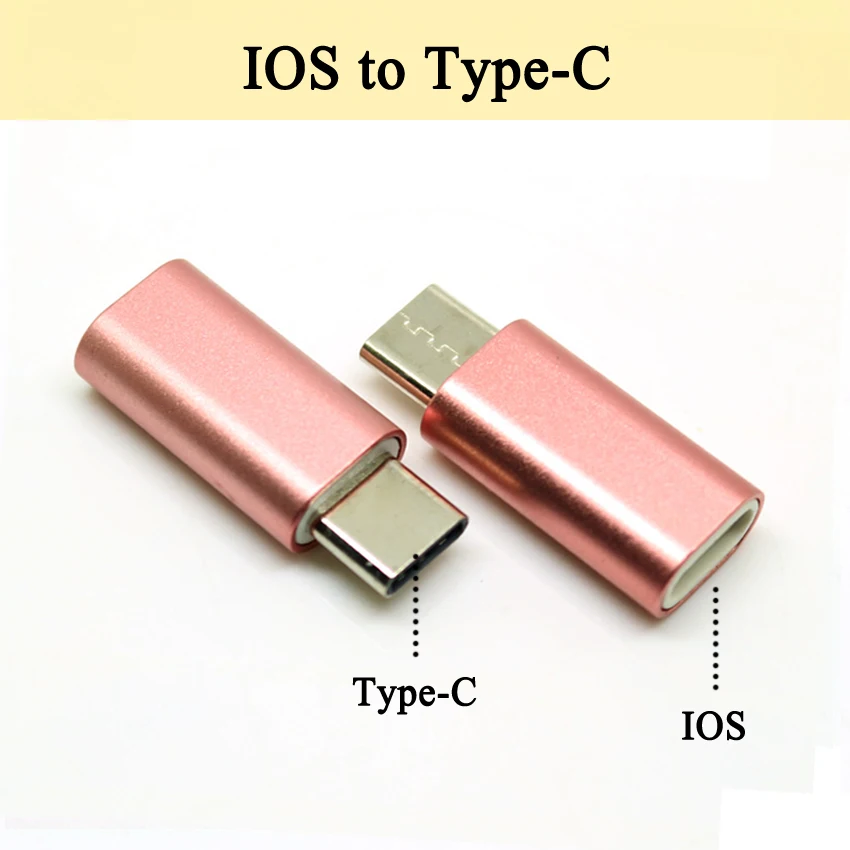 Type-C Rose Gold 1 шт. для iPhone Micro usb type-C Мужской зарядный кабель из алюминиевого сплава конвертер зарядный разъем адаптер для телефона Android - Цвет: Type-C Rose Gold